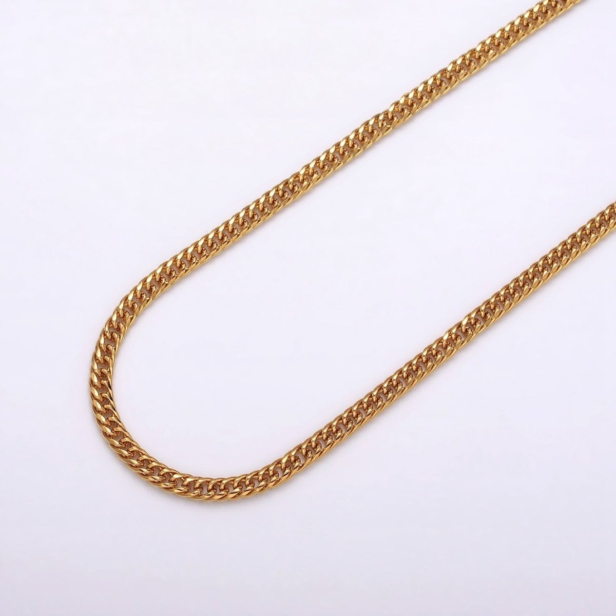 24k Gold plated 2.6mm Curb Chain Cable Link Unfinished Yard Chain in Gold & Silver | ROLL-1281 ROLL-1282 Clearance Pricing