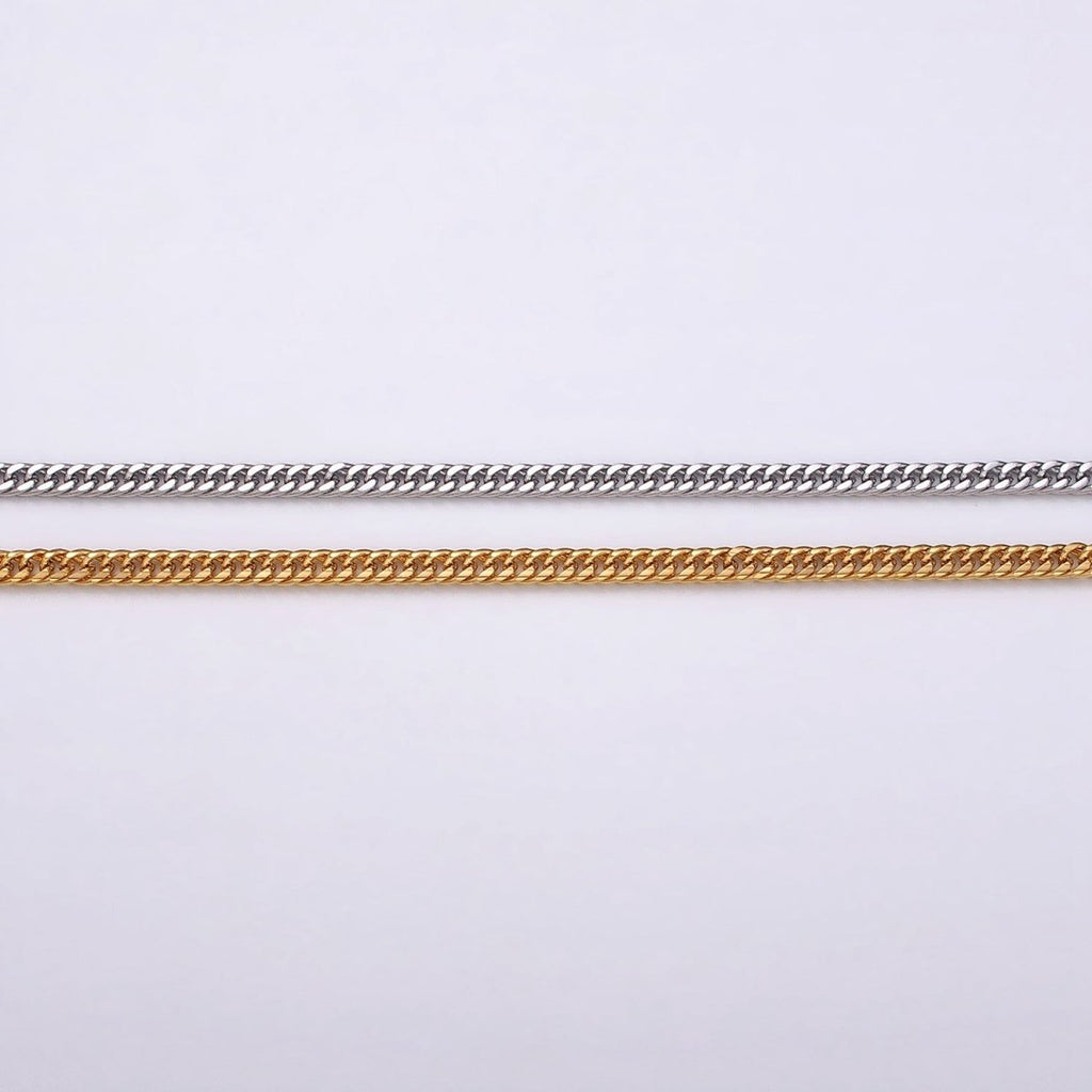 24k Gold plated 2.6mm Curb Chain Cable Link Unfinished Yard Chain in Gold & Silver | ROLL-1281 ROLL-1282 Clearance Pricing