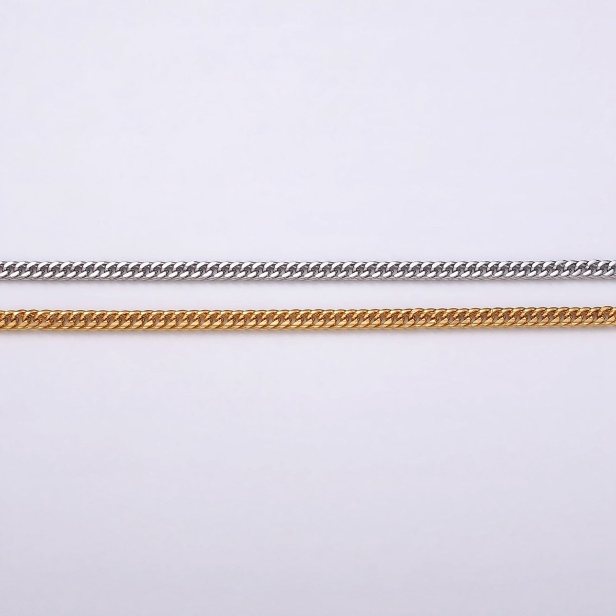 24k Gold plated 2.6mm Curb Chain Cable Link Unfinished Yard Chain in Gold & Silver | ROLL-1281 ROLL-1282 Clearance Pricing