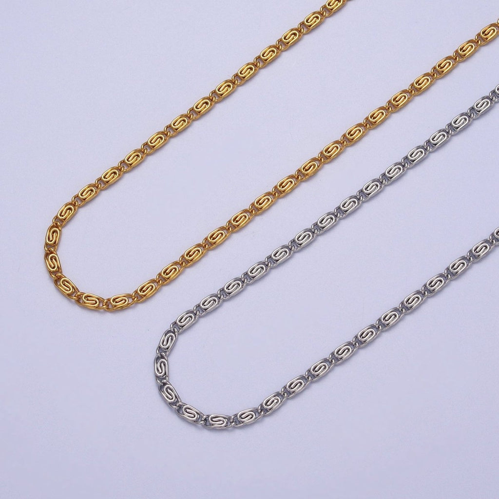 24k Gold plated 2.6mm Gold & Silver Scroll Chain in 16, 18, 20 Inch Length Necklace | WA-1482 to WA-1489 Clearance Pricing