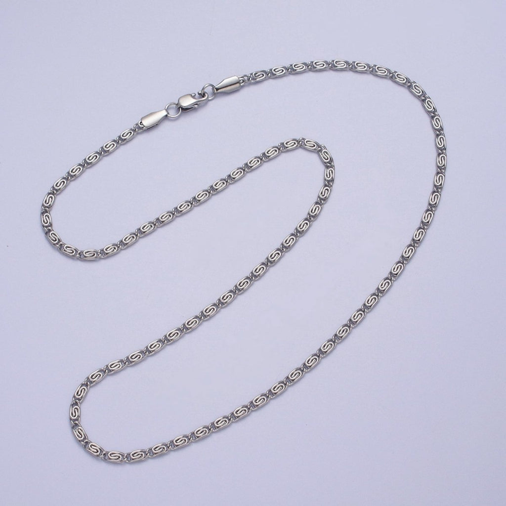 24k Gold plated 2.6mm Gold & Silver Scroll Chain in 16, 18, 20 Inch Length Necklace | WA-1482 to WA-1489 Clearance Pricing