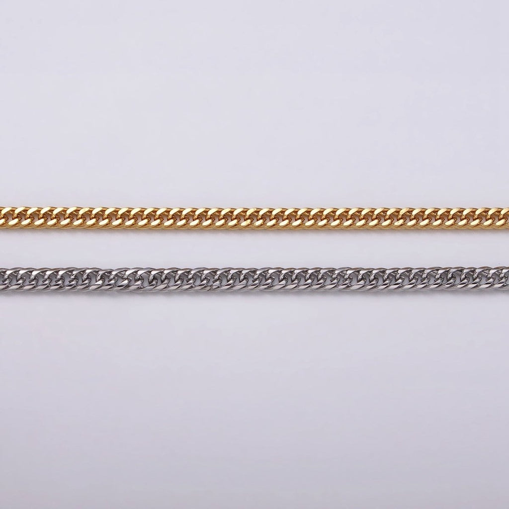 24k Gold plated 2.7mm Curb Chain Cable Link Unfinished Yard Chain in Gold & Silver | ROLL-1279 ROLL-1280 Clearance Pricing