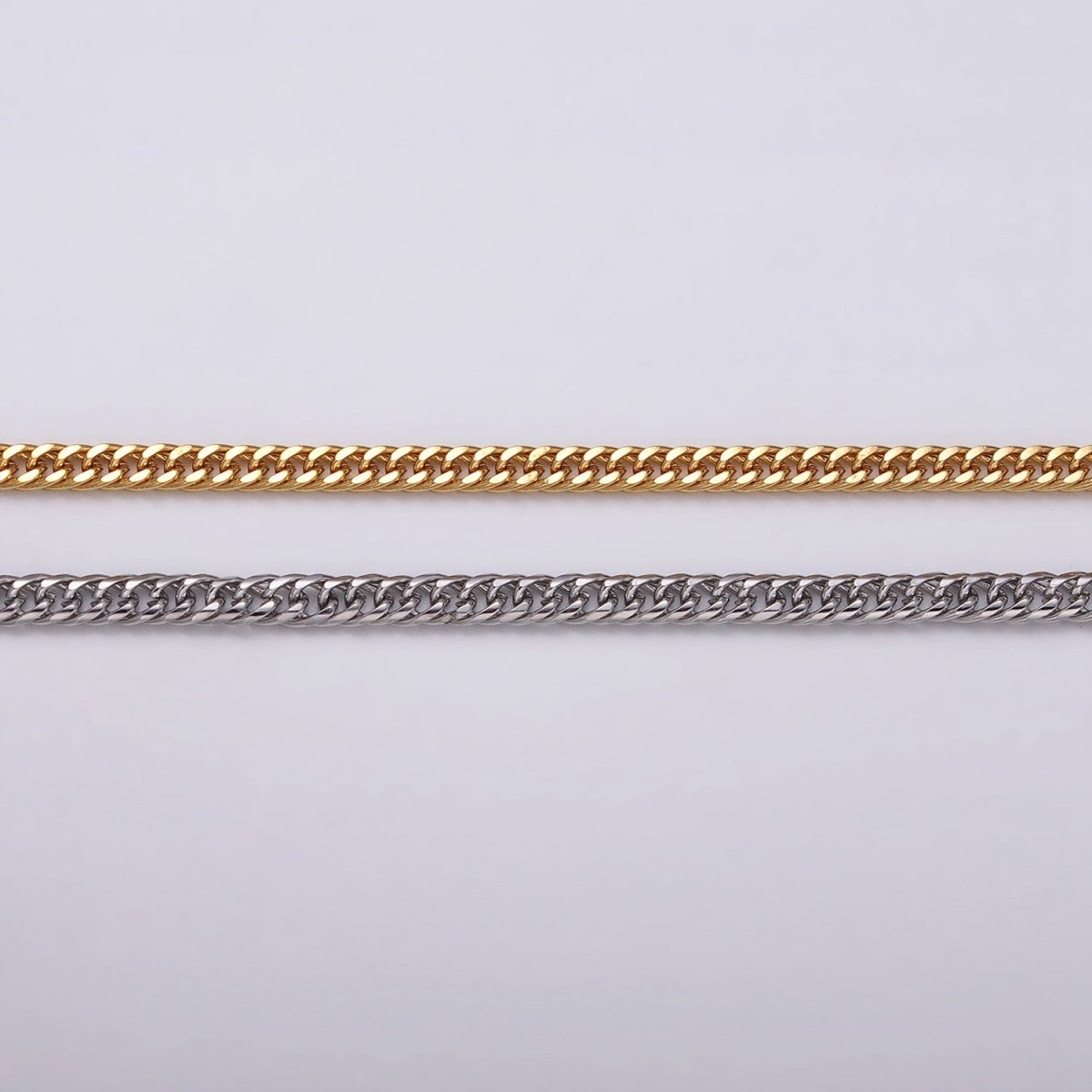 24k Gold plated 2.7mm Curb Chain Cable Link Unfinished Yard Chain in Gold & Silver | ROLL-1279 ROLL-1280 Clearance Pricing