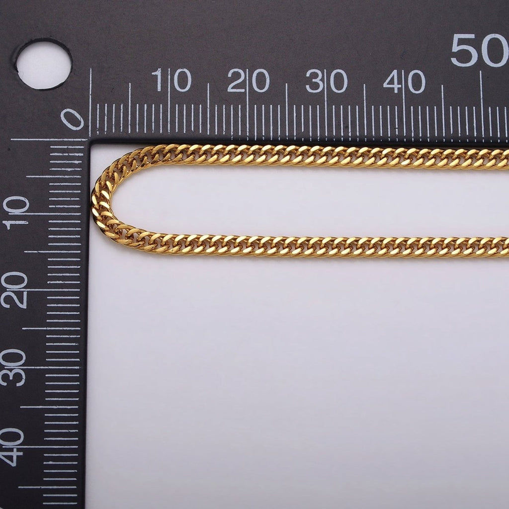 24k Gold plated 2.7mm Curb Chain Cable Link Unfinished Yard Chain in Gold & Silver | ROLL-1279 ROLL-1280 Clearance Pricing