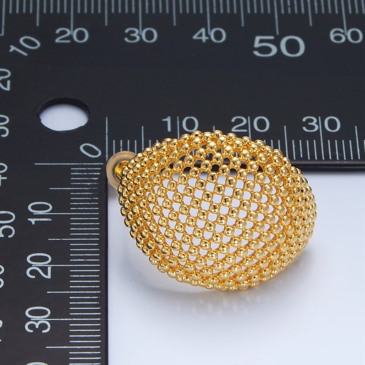 24K Gold plated 27mm Dotted Dome Geometric C - Shaped Hoop Earrings | P130 - DLUXCA