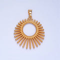 24K Gold plated 28mm Celestial Sun Ray Croissant Circular Pendant in Gold & Silver | AA995