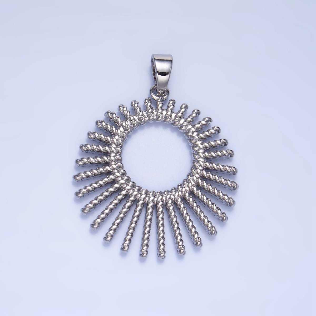 24K Gold plated 28mm Celestial Sun Ray Croissant Circular Pendant in Gold & Silver | AA995