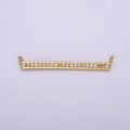 24K Gold plated 28mm Clear Micro Paved CZ Rectangular Bar Connector | G804 - DLUXCA