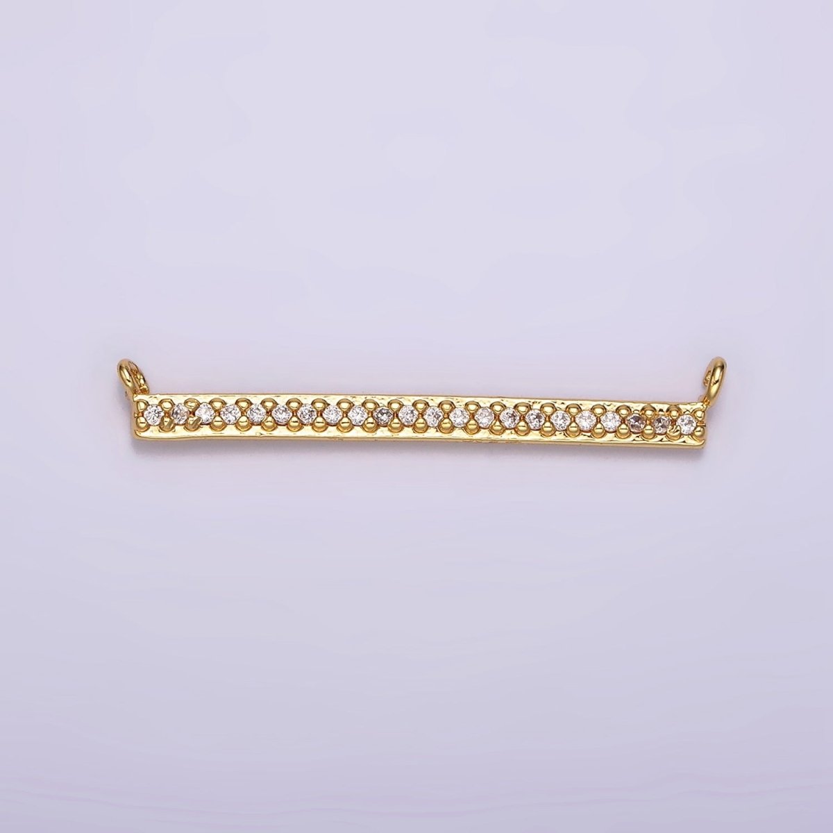 24K Gold plated 28mm Clear Micro Paved CZ Rectangular Bar Connector | G804 - DLUXCA
