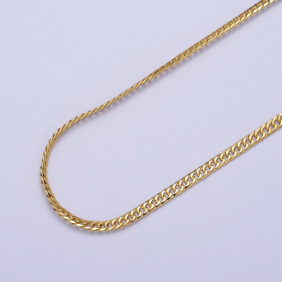 24K Gold plated 2.8mm Flat Designed Curb Unfinished Chain by Yard | ROLL-1069 Clearance Pricing - DLUXCA