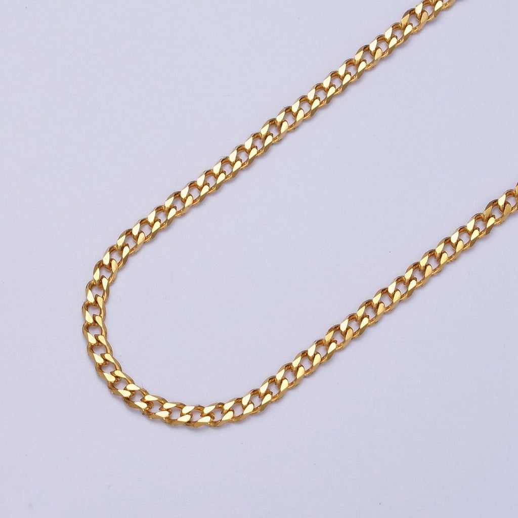24k Gold plated 2.8mm Miami Cuban Curb Chain Cable Link Unfinished Yard Chain in Gold | ROLL-947 - DLUXCA