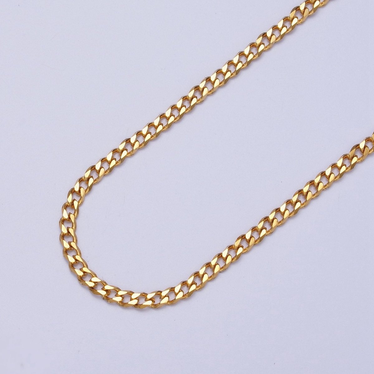 24k Gold plated 2.8mm Miami Cuban Curb Chain Cable Link Unfinished Yard Chain in Gold | ROLL-947 - DLUXCA