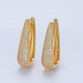 24K Gold plated 28mm Micro Paved CZ Oblong Hoop Earrings | AD790 - DLUXCA