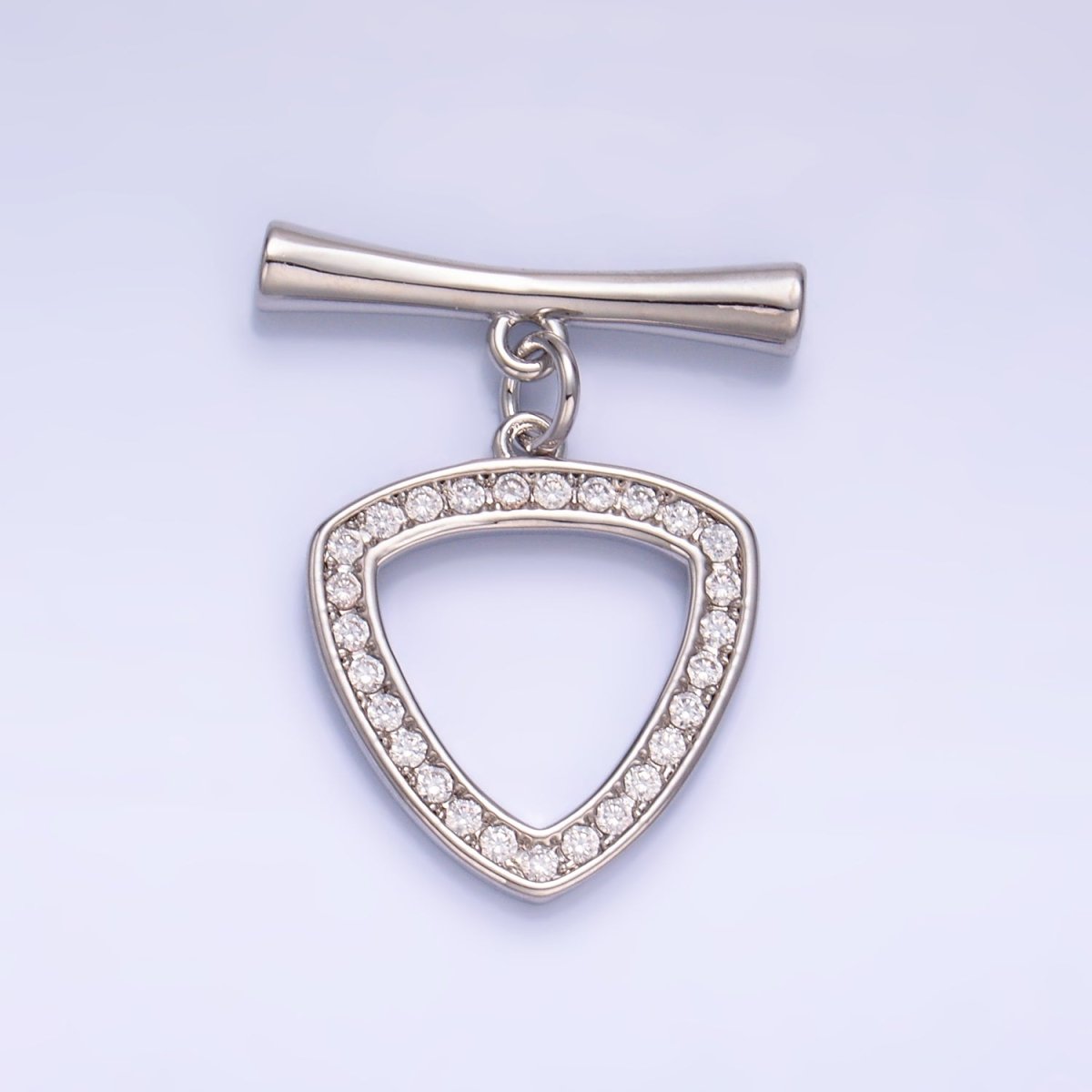 24K Gold plated 28mm Micro Paved CZ Triangle Toggle Clasps Closure Findings in Gold & Silver | Z1032 - DLUXCA