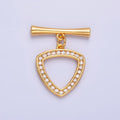 24K Gold plated 28mm Micro Paved CZ Triangle Toggle Clasps Closure Findings in Gold & Silver | Z1032 - DLUXCA