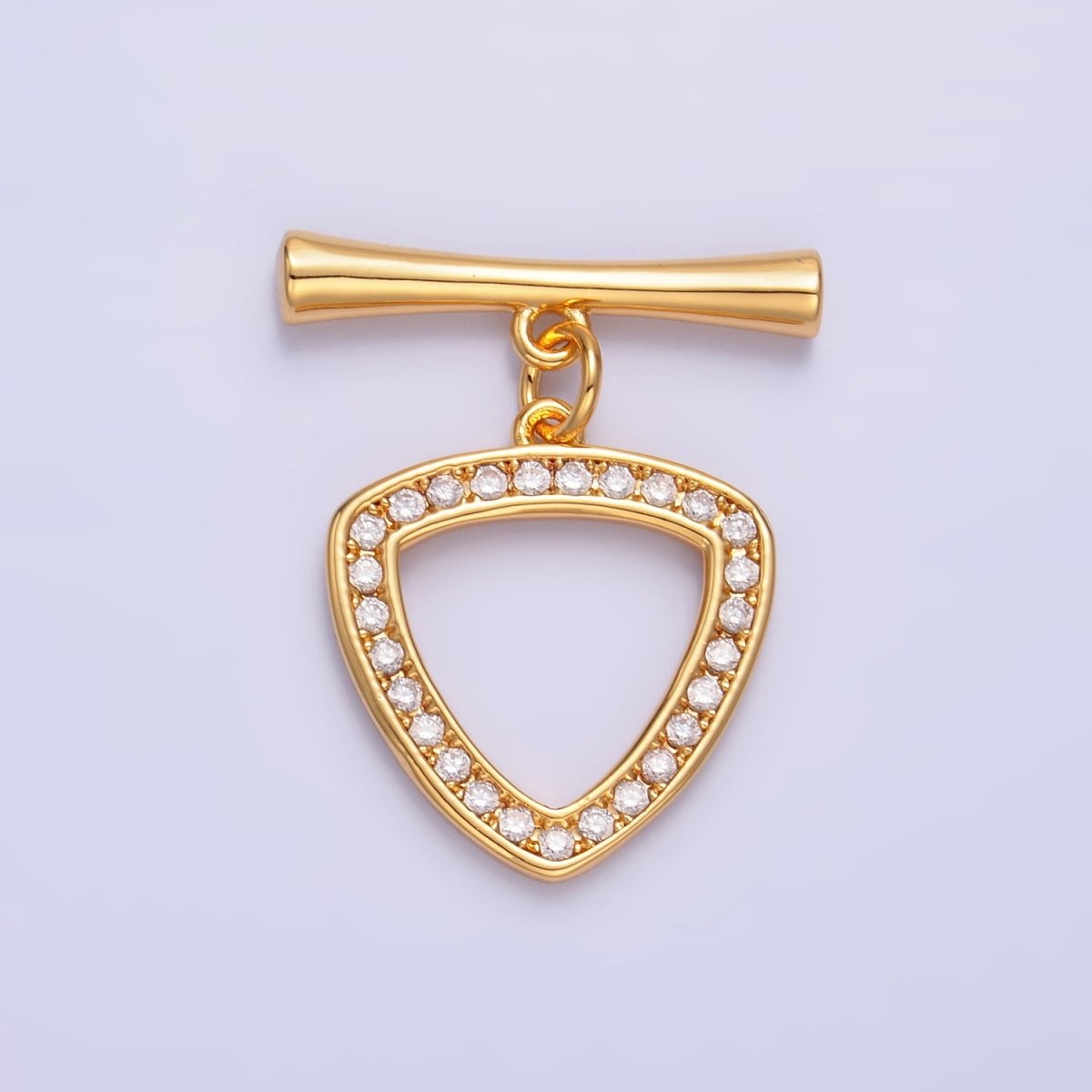 24K Gold plated 28mm Micro Paved CZ Triangle Toggle Clasps Closure Findings in Gold & Silver | Z1032 - DLUXCA