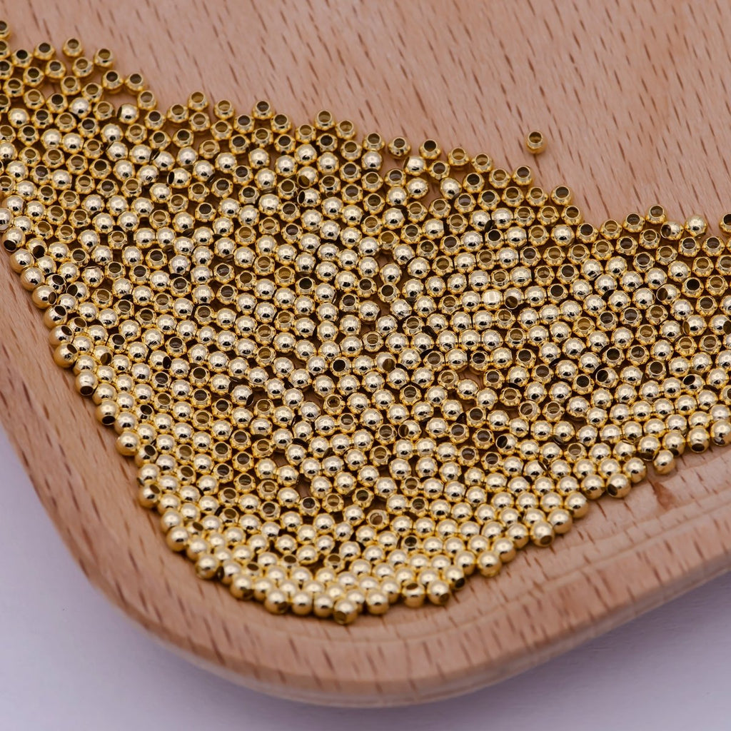 24K Gold plated 2mm 2.5mm 3mm 4mm Crimp Cover Beads Supply Pack L-615~L-618 - DLUXCA