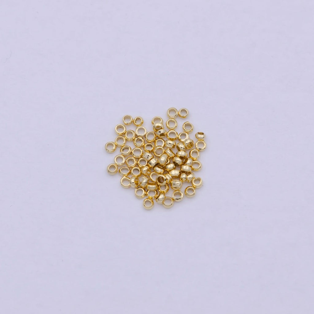 24K Gold plated 2mm 2.5mm 3mm 4mm Crimp Cover Beads Supply Pack L-615~L-618 - DLUXCA