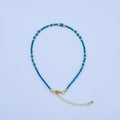 24K Gold plated 2mm Blue Multifaceted Gemstone 9 Inch Anklet | WA - 2947 - DLUXCA