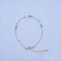 24K Gold plated 2mm Blue Turquoise Howlite Gemstone 9.5 Inch Anklet | WA - 2952 - DLUXCA