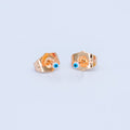 24K Gold plated 2mm Evil Eye Round Mini Enamel Stud Earrings in Gold & Silver | AB1006 - AB1008 - DLUXCA