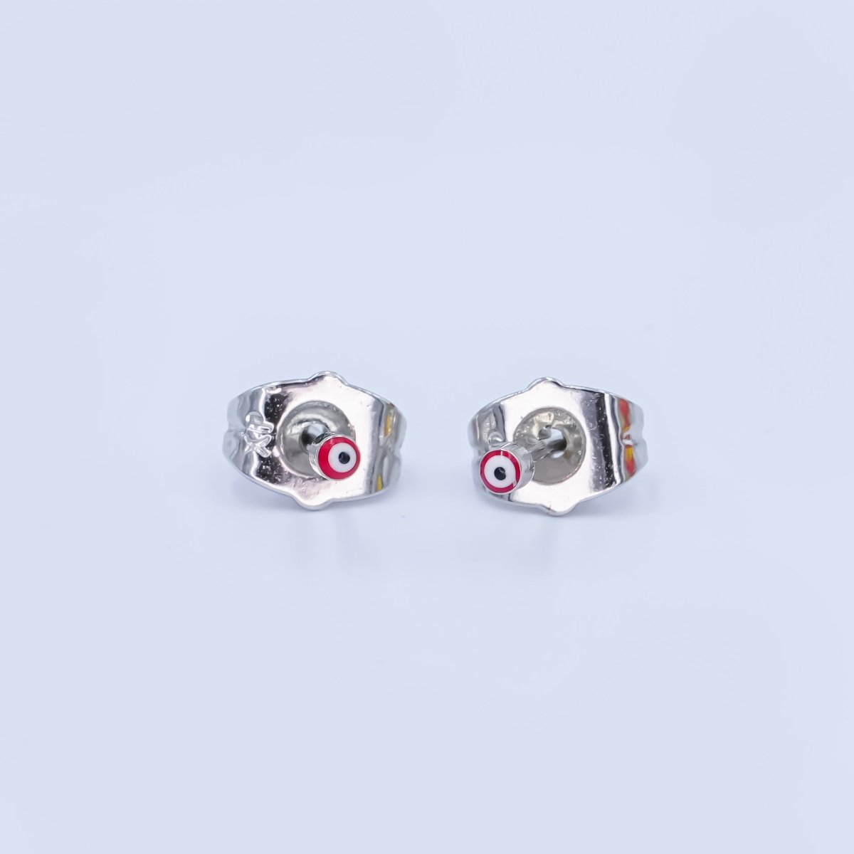 24K Gold plated 2mm Evil Eye Round Mini Enamel Stud Earrings in Gold & Silver | AB1006 - AB1008 - DLUXCA