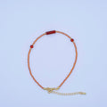 24K Gold plated 2mm Red Carnelian Multifaceted Gemstone 9 Inch Anklet | WA-2951