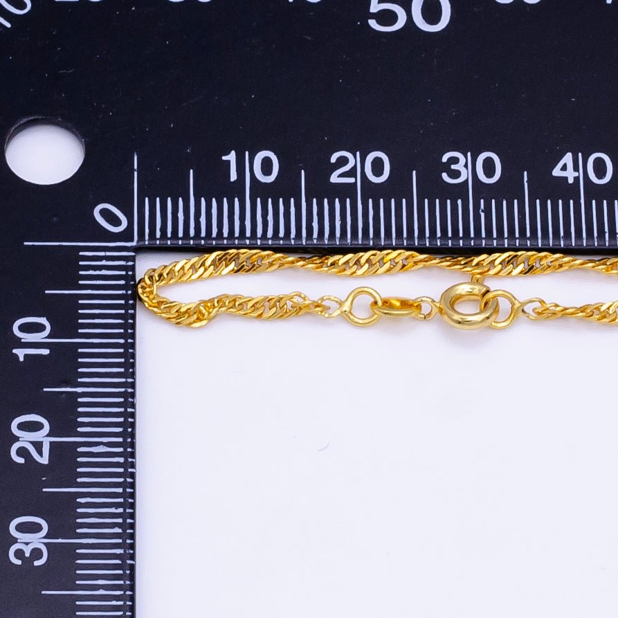 24K Gold plated 2mm Singapore Chain 16 Inch Choker Necklace | WA-2496 - DLUXCA