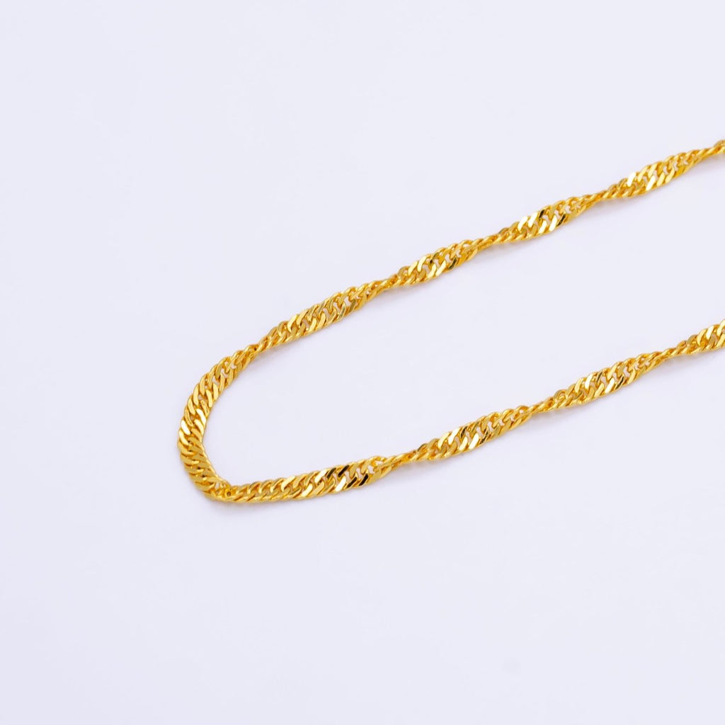 24K Gold plated 2mm Singapore Chain 16 Inch Choker Necklace | WA-2496 - DLUXCA