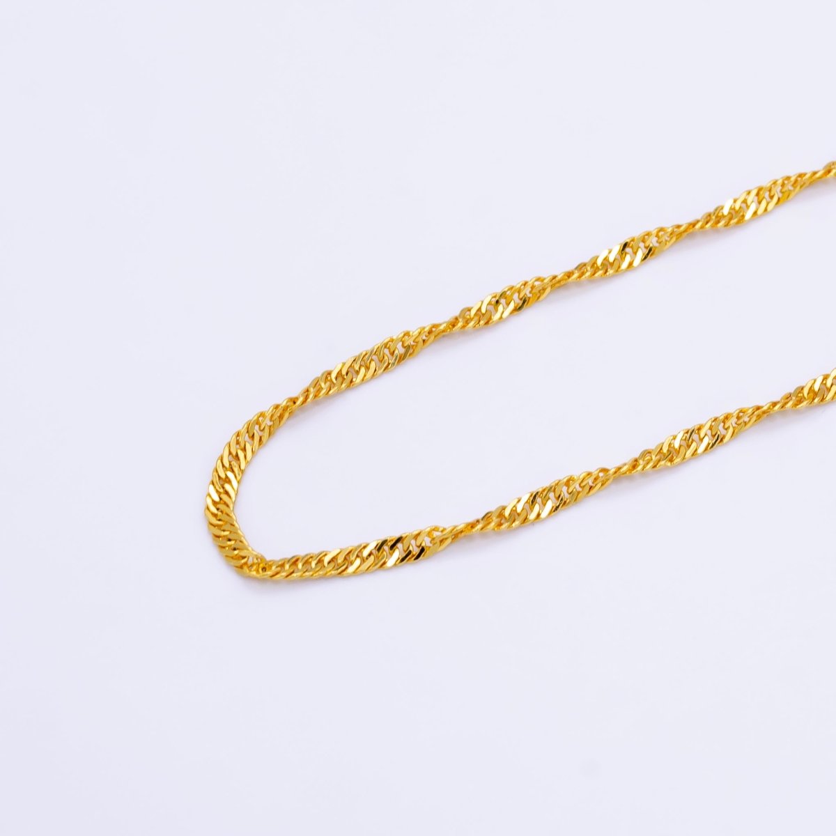 24K Gold plated 2mm Singapore Chain 16 Inch Choker Necklace | WA-2496 - DLUXCA
