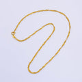 24K Gold plated 2mm Singapore Chain 16 Inch Choker Necklace | WA-2496 - DLUXCA