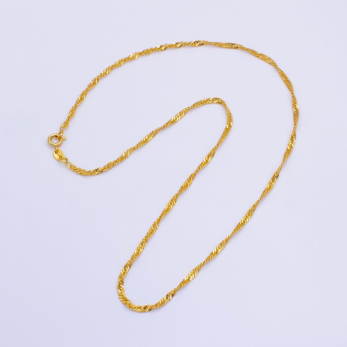 24K Gold plated 2mm Singapore Chain 16 Inch Choker Necklace | WA-2496 - DLUXCA