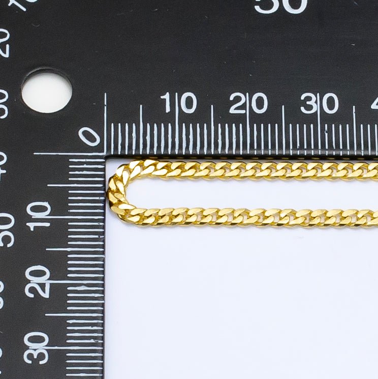 24K Gold plated 2mm Thin Cuban Chain by Yard | ROLL - 1534 - DLUXCA
