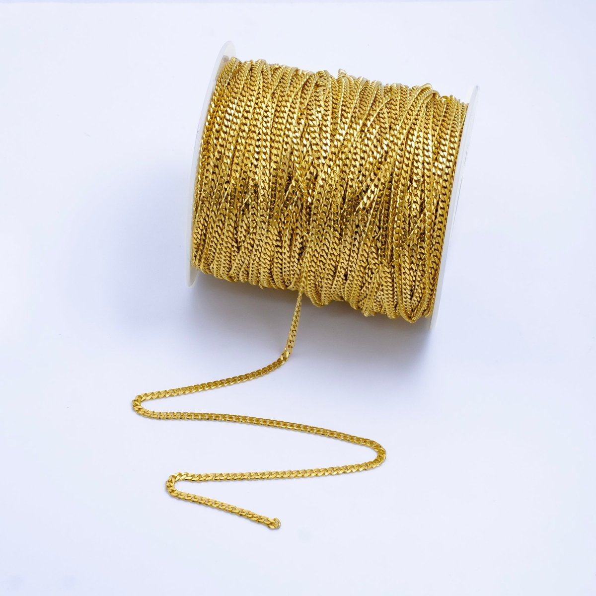 24K Gold plated 2mm Thin Cuban Chain by Yard | ROLL - 1534 - DLUXCA