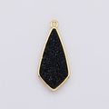 24K Gold plated 30mm Black, Blue, Purple Glitter Druzy Rhombus Geometric Charm | E00438 - DLUXCA