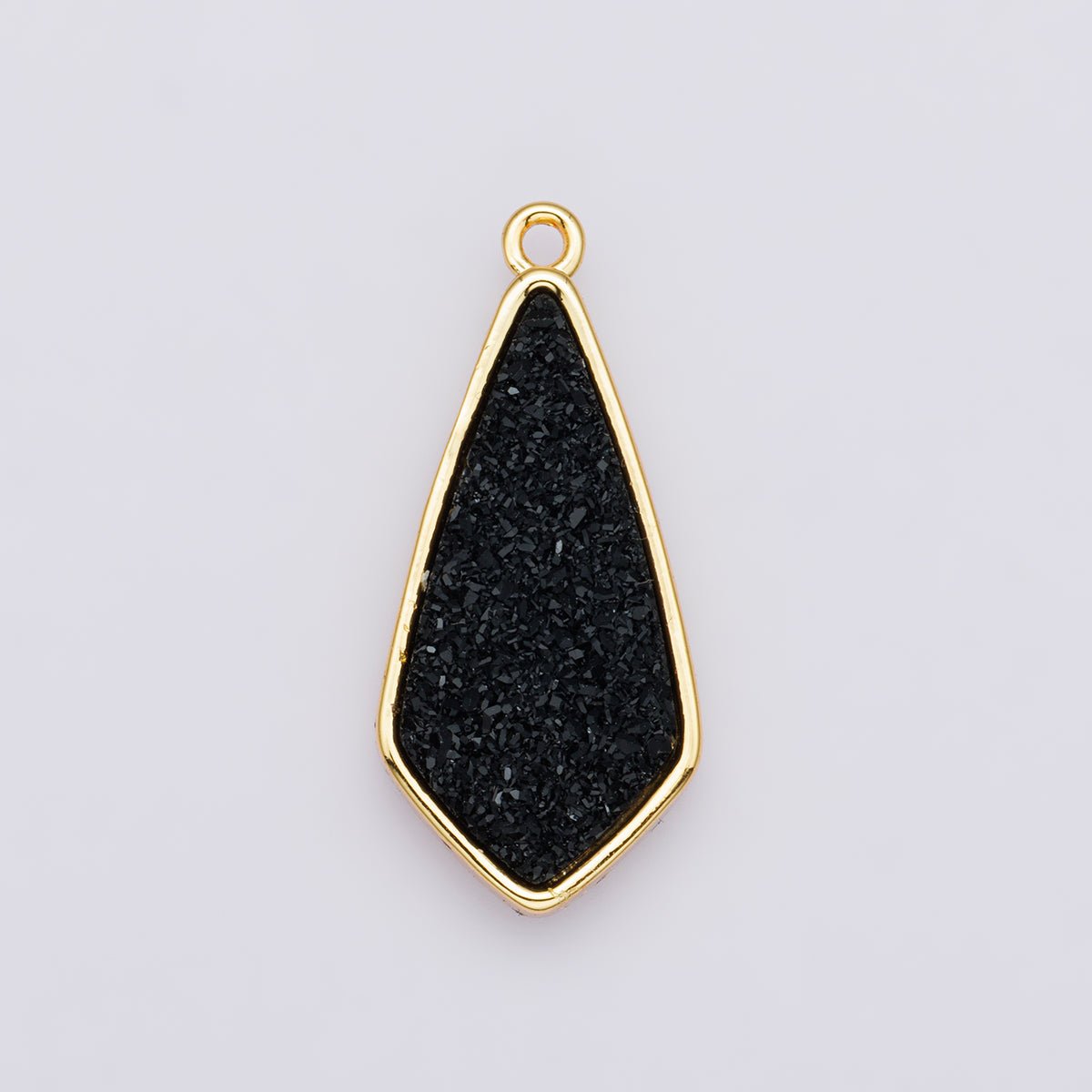 24K Gold plated 30mm Black, Blue, Purple Glitter Druzy Rhombus Geometric Charm | E00438 - DLUXCA