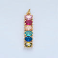 24K Gold plated 30mm Clear, Multicolor CZ Oval Linear Charm | M047 M046 - DLUXCA
