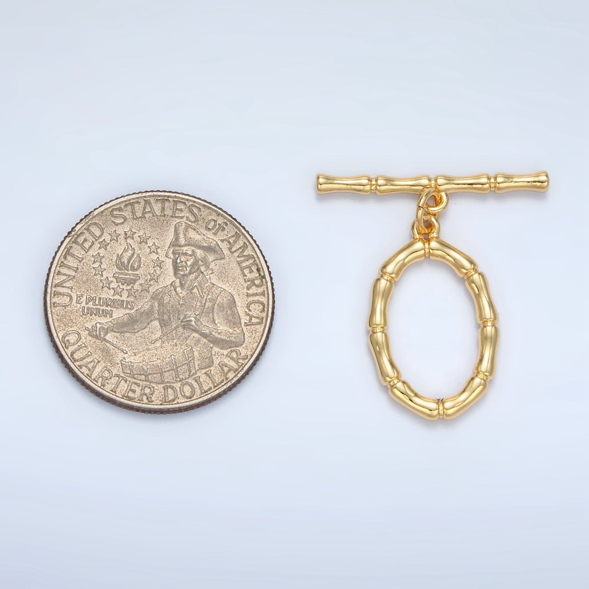 24K Gold plated 30mm Oval Bamboo Toggle Clasps Closure Findings | Z844 - DLUXCA