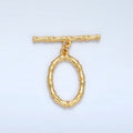 24K Gold plated 30mm Oval Bamboo Toggle Clasps Closure Findings | Z844 - DLUXCA