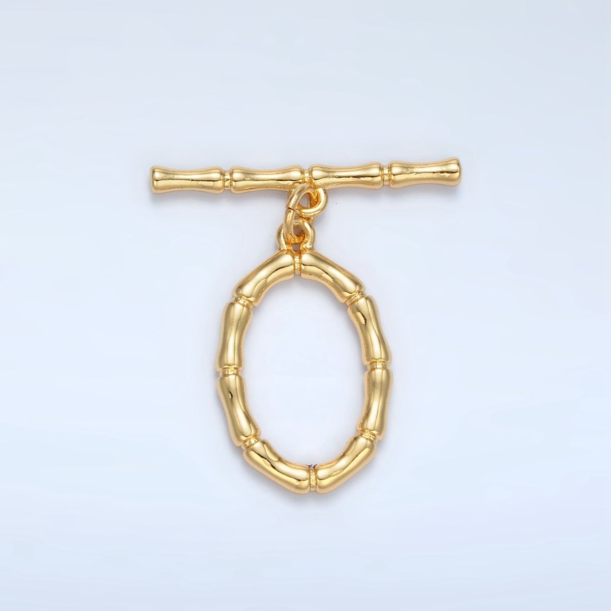 24K Gold plated 30mm Oval Bamboo Toggle Clasps Closure Findings | Z844 - DLUXCA