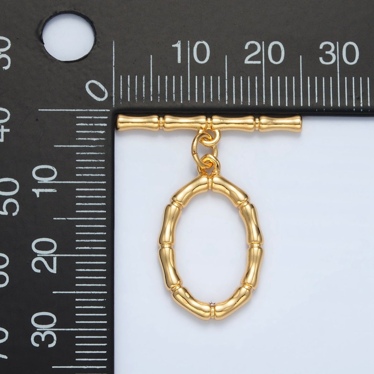 24K Gold plated 30mm Oval Bamboo Toggle Clasps Closure Findings | Z844 - DLUXCA