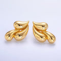 24K Gold plated 30mm Triple Teardrop Stud Earrings in Gold & Silver | Q466 Q455 