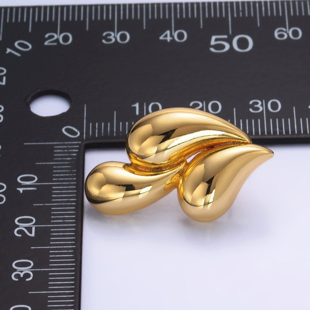 24K Gold plated 30mm Triple Teardrop Stud Earrings in Gold & Silver | Q466 Q455 