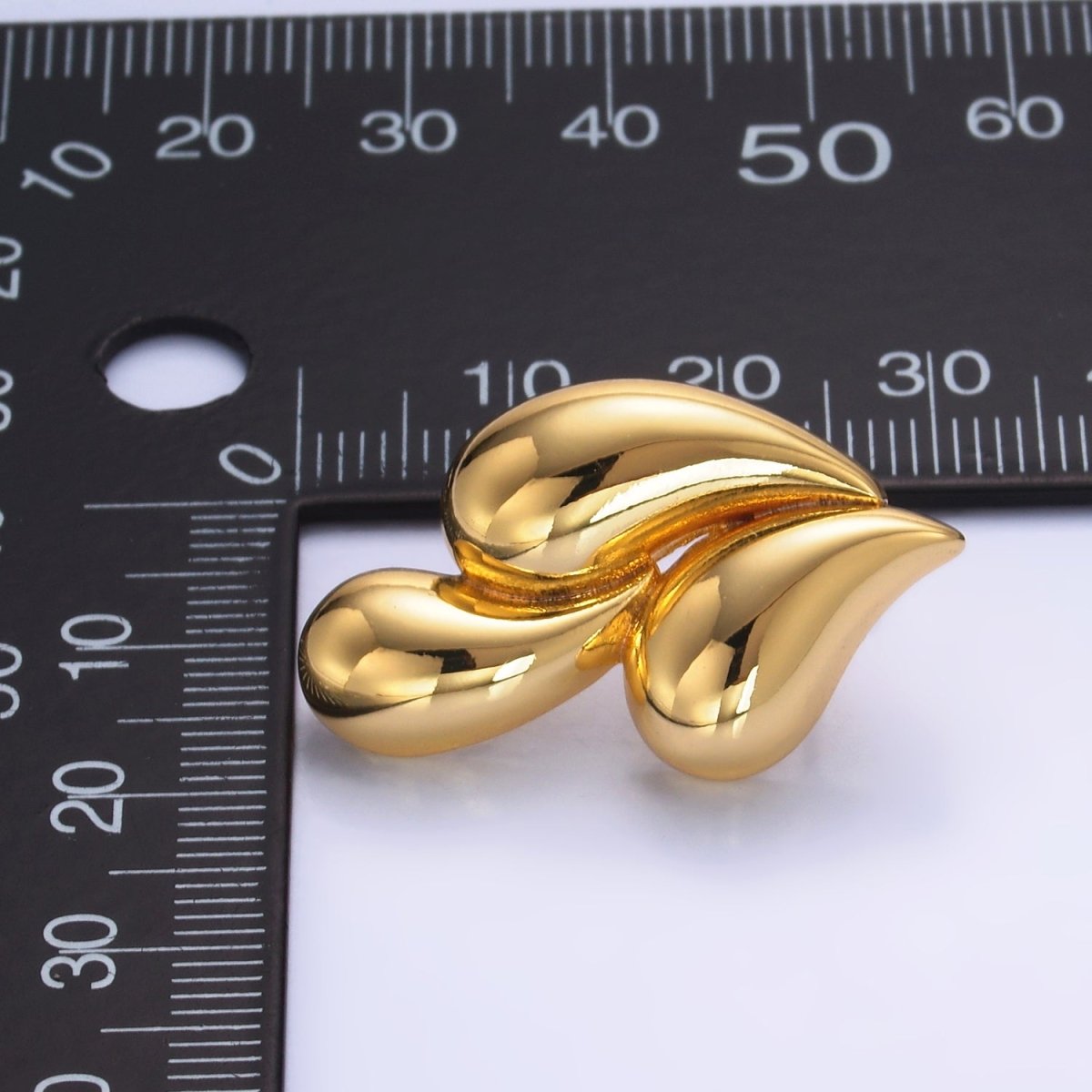 24K Gold plated 30mm Triple Teardrop Stud Earrings in Gold & Silver | Q466 Q455 