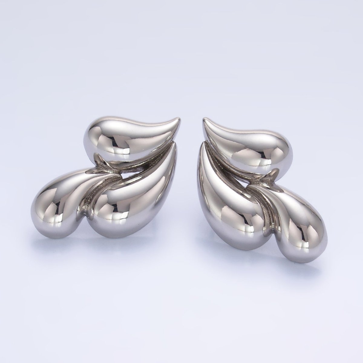 24K Gold plated 30mm Triple Teardrop Stud Earrings in Gold & Silver | Q466 Q455 