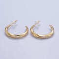 24K Gold plated 30mm Twisted C Shaped Geometric Hoop Earrings | X-892 - DLUXCA