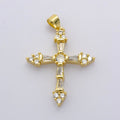 24K Gold plated 32mm Baguette CZ Paved Cross | AA - 1025 - DLUXCA