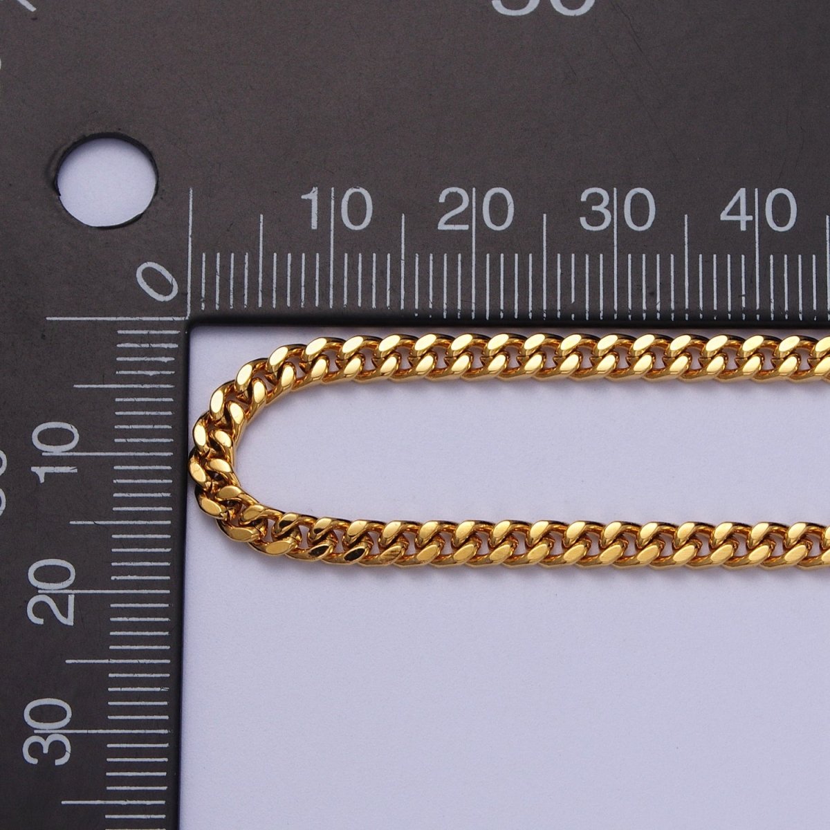 24K Gold plated 3.2mm Mini Cuban Flat Curb Unfinished Bulk Chain in Gold & Silver | ROLL-976, ROLL-977