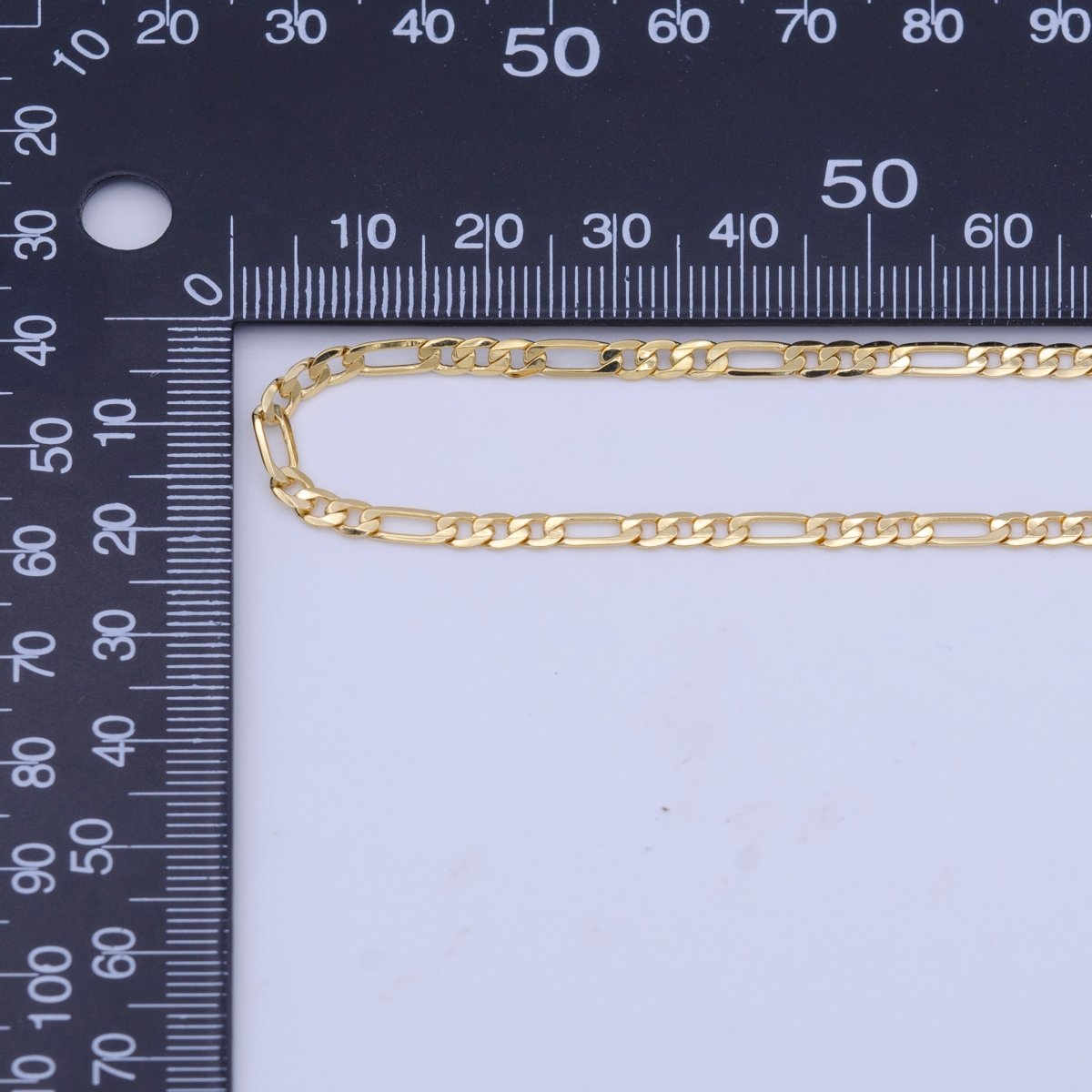 24K Gold plated 3.3mm Flat Figaro Unfinished Wholesale Chain by Yard | ROLL-1012 Clearance Pricing - DLUXCA