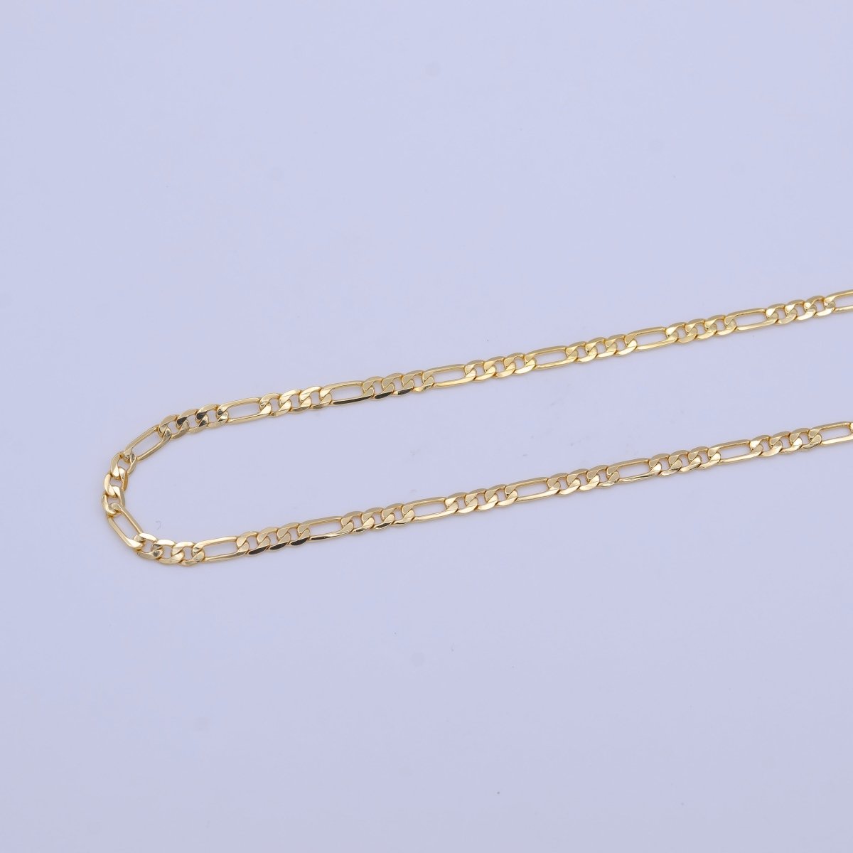 24K Gold plated 3.3mm Flat Figaro Unfinished Wholesale Chain by Yard | ROLL-1012 Clearance Pricing - DLUXCA